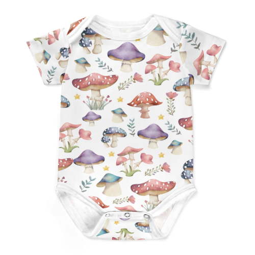 Fairytale Mushroom Rainbow Bodysuit for Boy Girl Enchanted Mushroom Forest Baby Romper Colorful Mushroom Infant One Piece Outfits
