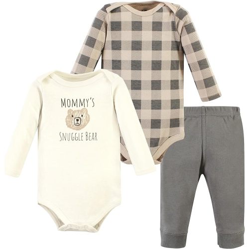 Hudson Baby Unisex Baby Long-Sleeve Bodysuits and Pants, Snuggle Bear, 3-6 Months
