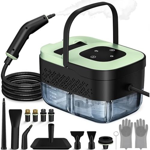 Steam Cleaner, Portable Steamer for Cleaning with 16pcs Accessories, 6-Level Adjustable and 15s Heat-Up, Handheld Steam Cleaner for Home, Tile, Dirt, Grout, Grease, Car Detailing