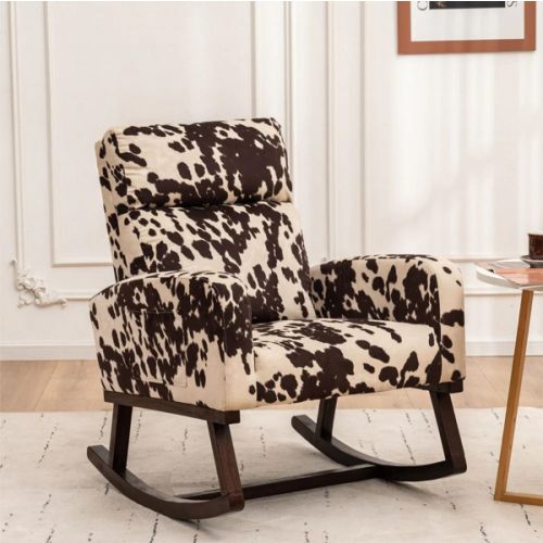 HOMYKA 28" Wide Rocking Chair for Nursery with Solid Wood Leg