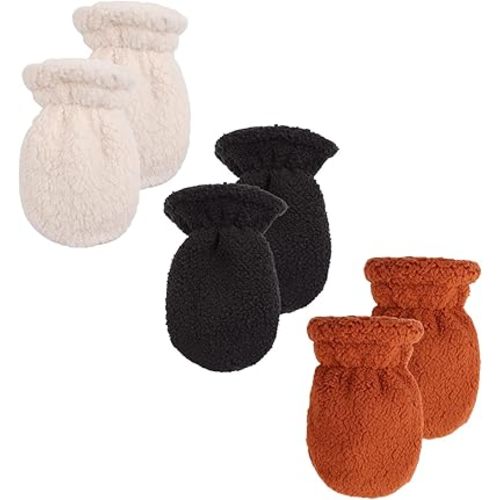 Peecabe Winter Warm Baby Mittens Infant Toddler Fleece Gloves for Boys and Girls Cozy Mittens Set 0-24 Months