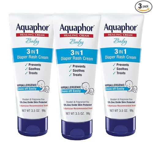Rash Cream (Mild Treatment) - Aquaphor, 3-in-1 Diaper Rash Cream, 15% Zinc Oxide, 3.5 Oz Set of 3
