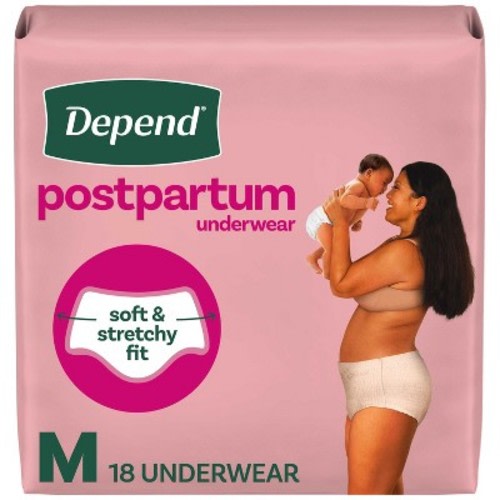 Depend Postpartum Women Incontinence Convenience Underwears - Maximum Absorbency - Medium -18ct
