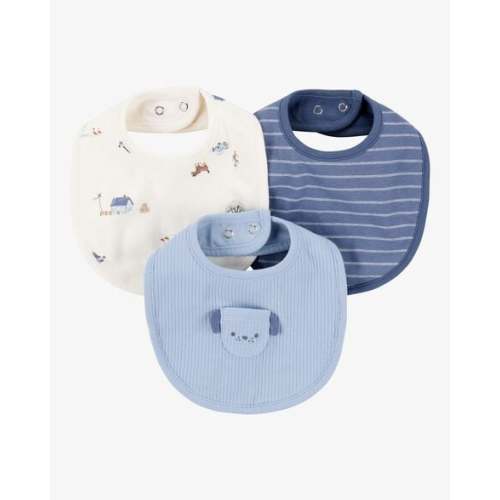 Baby 3-Pack Dog Bibs - Blue/Ivory - Carter's | Carter's