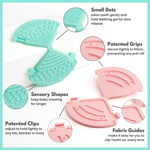 Frolik+Co Toothi Baby Teether 2 pack - undroppable and adaptable teething support