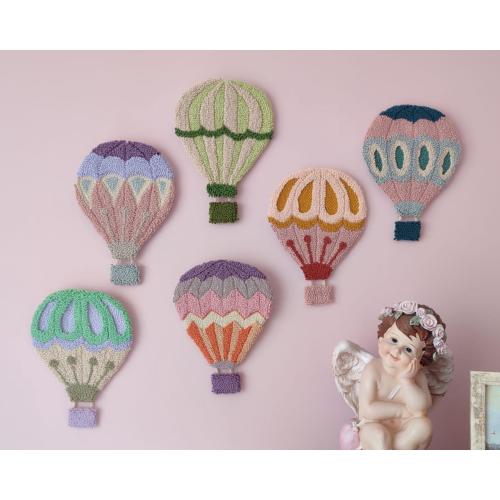 Punch Needle Hot Air Balloon Wall Hanging: Tufted Nursery Decor