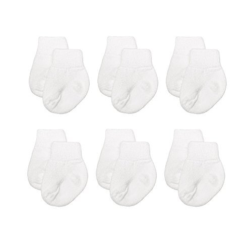 Nurses Choice White Simple Newborn Baby Cotton Socks 6 Pair Pack