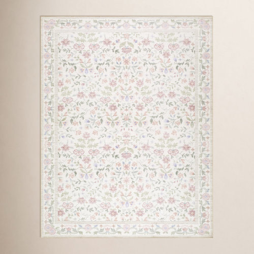 Birch Lane™ Machine Washable Floral Rug & Reviews | Birch Lane