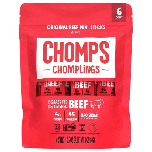 Chomps - Original Grass-Fed Beef Stick, Healthy Jerky Snack