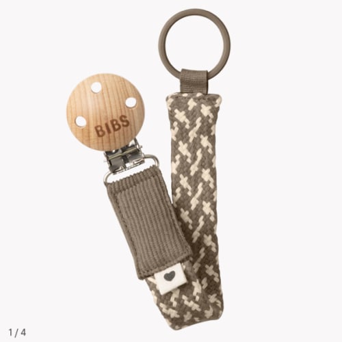BIBS Pacifier Clip Dark Oak & Vanilla | bibsworld.com – Bibsworld store US