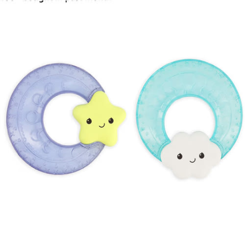 Infantino Shake & Soothe Water Teethers - Sensory Exploration and Teething Relief, Cloud and Star 2-Pack