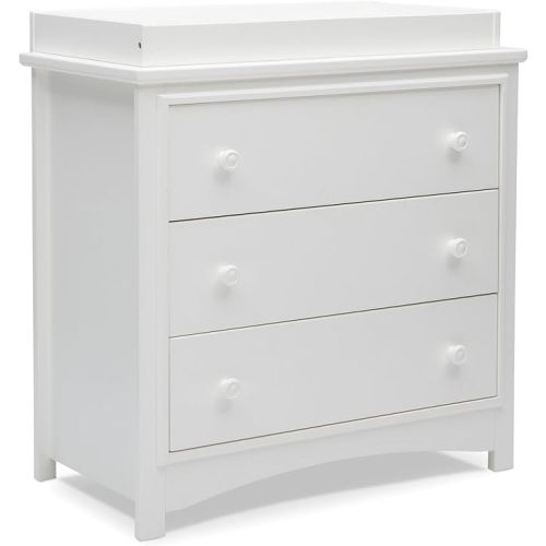 Delta Children Perry 3 Drawer Dresser with Changing Top and Interlocking Drawers, Bianca White