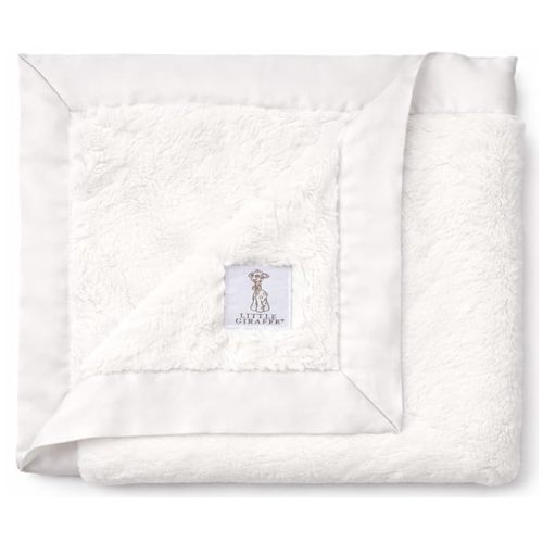 Little Giraffe Baby Blanket - Luxe Soft Blanket with Satin Trim - Baby Stroller Blanket - Newborn Baby Essentials & Baby Gifts - 29x35" - Cream