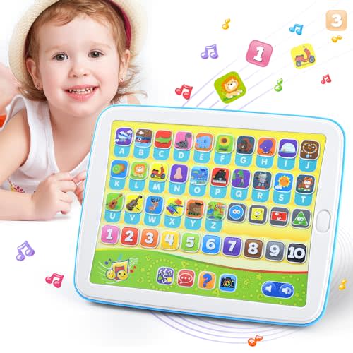 PLAY Bilingual Spanish & English Learning Toys for Toddlers 1-3, Kids Interactive Learning Tablet, Childrens Alphabet ABC/Words/Numbers/Colors Learning Pad, Education Toy for Babies 24 Month+