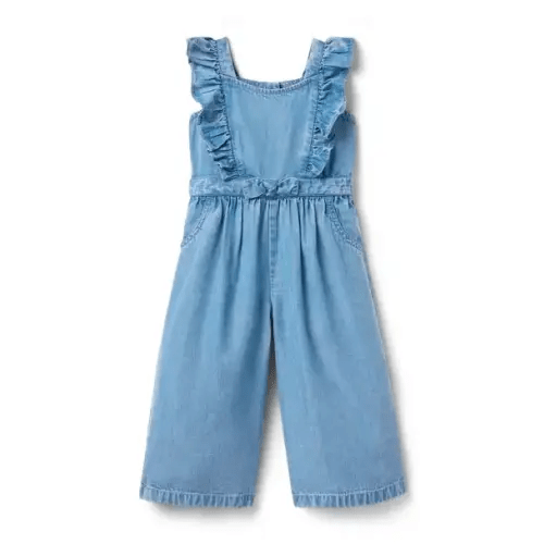 Girl Hazel Medium Wash Chambray Wide Leg Jumpsuit by Janie and Jack