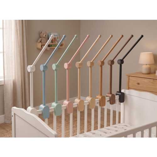 Natural Wood Baby Crib Mobile Holder, Handcrafted, Universal Design, Tool-Free Assembly, Walnut Mobile Arm for Baby Crib, Handcrafted Wood
