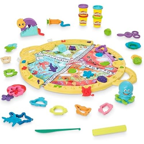 Play-Doh Fold & Go Playmat Starter Set with 19 Accessories, Preschool Toys for 3 Year Old Girls & Boys & Up, Kids Arts & Crafts