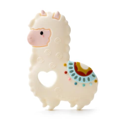 Loulou Lollipop Silicone Teether for Babies 4 Months and Up, Textured Teething Toy for Sore Gums, BPA-Free Food-Grade Silicone, Easy to Hold, Dishwasher & Freezer Safe, Llama