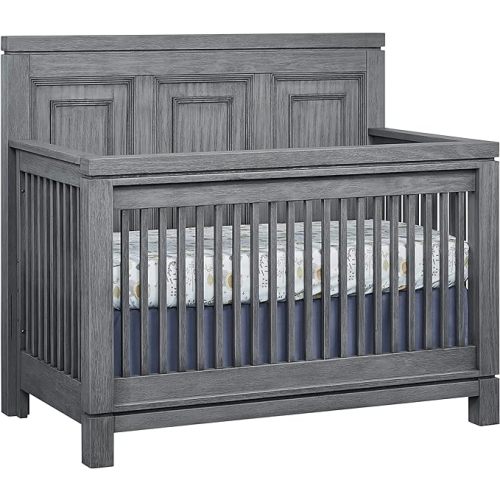 Soho Baby Manchester Premium 4-in-1 Convertible Crib, Flat-Top Headboard, Rustic Gray, GreenGuard Gold Certified