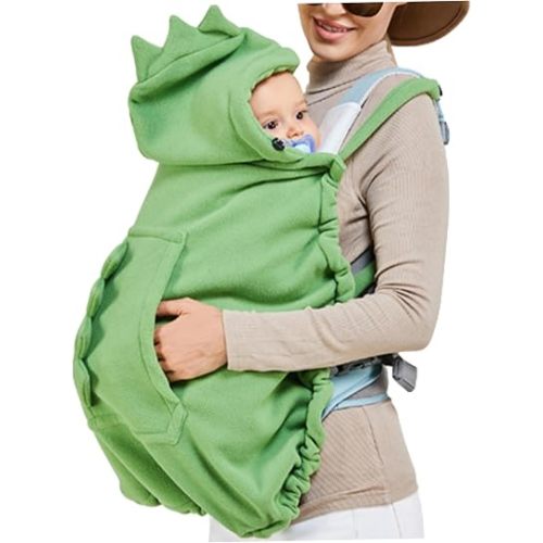 Baby Carrier Cover Cute Dinosaur Hooded Cloaks Baby Carrier Cover Soft ＆ Windproof Baby Blanket Washable Pram Covers Gifts for Mom, Baby Use in All Seasons 1