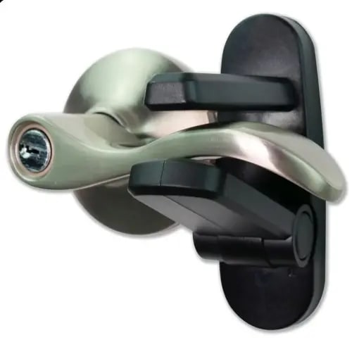 Door Lever Lock (2 Pack) Prevents Toddlers from Opening Doors. 3.25" L * 1.5" W * 4.5" H Easy One Hand Operation for Adults. Durable ABS with 3M Adhesive Backing. Simple Install, Black