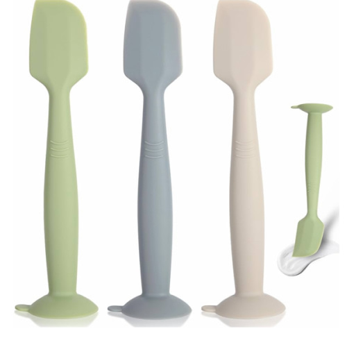Baby Diaper Cream Spatula 3 Pack Diaper Spatulas Soft Silicone Diaper Cream Applicator Baby Butt Paste Spatula Brush with Suction Base,Full Size(Gray+Off-white+Green