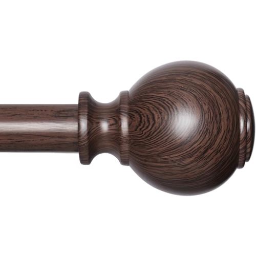 Wood Curtain Rods for Windows 28 to 48 Inches,1 inch Heavy Duty Window Curtain Rod with Imitation Wood Grain Finials,Decorative Drapery Rods Adjustable, 28"-58"(2.3-4.8ft), Bronze Wood