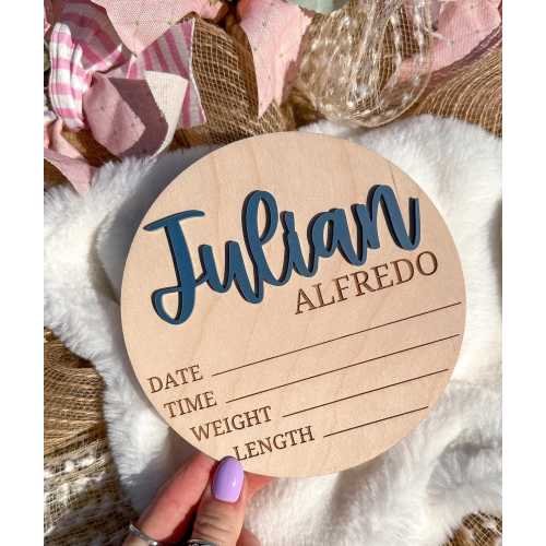 Custom Wood Baby Announcement Sign: Birth Stats, Name Reveal