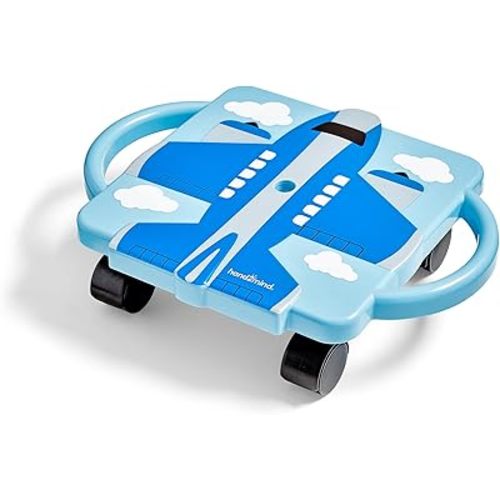 hand2mind Blue Plane Glider Scooter Board, Floor Scooter Board, Gross Motor Toys, Kids Exercise & Physical Education Equipment, Playground Toys, Indoor Active Play, Toddler Outdoor Activities