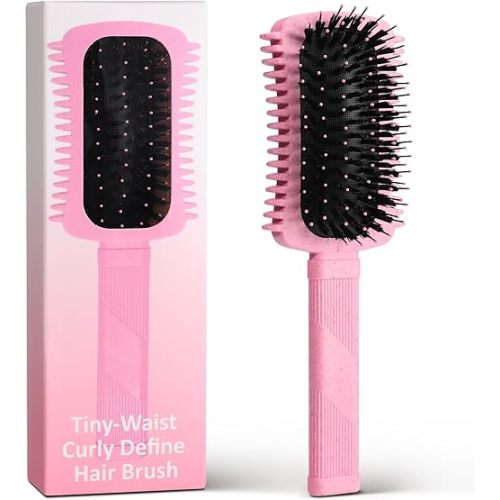 Curl Defining Brush Pink, Volume Curly Hair Brush for Effortlessly Detangling Shaping and Styling Women's Curls, Waves & Coils, Curly Hair Products, Reduce Frizz