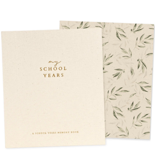 School Years Memory Book - School Memory Journal - Preschool to 12th Grade Keepsake - Kids Milestone Book - Beige - Evergreen | Peachly – Peachly USA