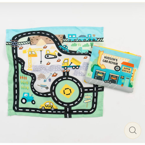 Toy Car Mat & Pouch: All-in-one Travel Entertainment!