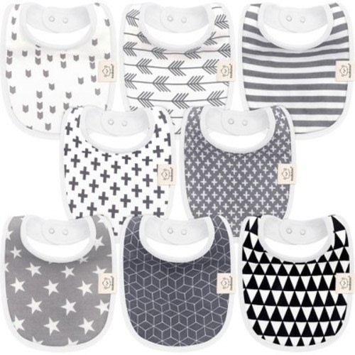 KeaBabies 8pk Organic Baby Bibs for Boy, Baby Drool Bib for Baby Boys and Girls, Newborn Teething Bibs, Color: Grayscale