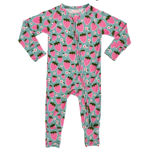 Sweet Strawberry Zipper Romper – In My Jammers