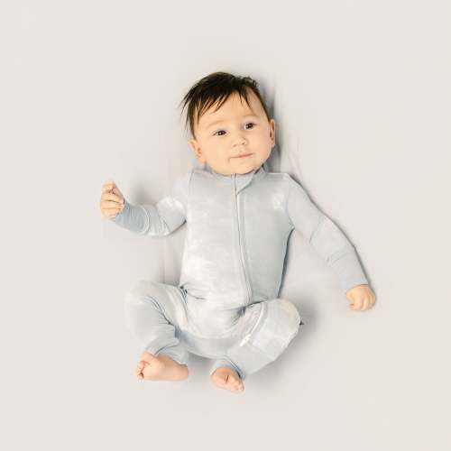 Convertible Footed Romper in Blue Fog