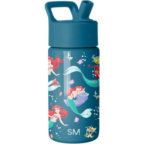 Simple Modern Disney Princess Ariel Kids Water Bottle with Straw Lid | 14oz Insulated Stainless Steel Kids Tumbler & Spill Proof Toddler Cup for School, Girls, Boys | Summit | Ariel's Day Dream