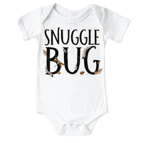 Snuggle Bug Graphic Bodysuit & Kids Tee | White