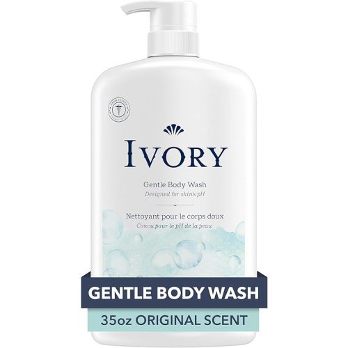 Ivory Body Wash, Designed for the Whole Family, Gentle Formula, Free of Dyes Heavy Perfumes Parabens Phthalates & Silicones, for Sensitive Skin, Designed for Skin's pH, Original Scent, 35 oz