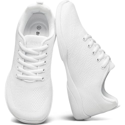 BAXINIER Wide Cheer Shoes Toddler White Cheerleading Shoes Lightweight Youth Competition Training Dance Tennis Sneakers