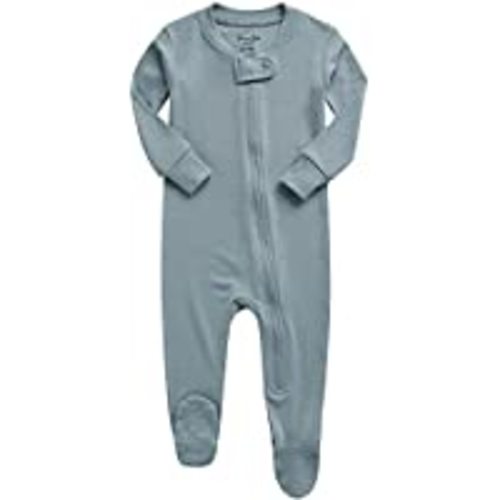 Amazon.com: Aablexema Baby Footie Bamboo Pajamas Zipper - Unisex Infant Newborn Sleep Play Footed Onesie Pjs with Mittens(White and Blue, Newborn): Clothing, Shoes & Jewelry