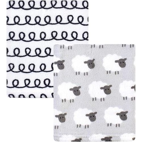 Hudson Baby Unisex Baby Silky Plush and Coral Fleece Blanket, Gray Sheep, 30x36 inches