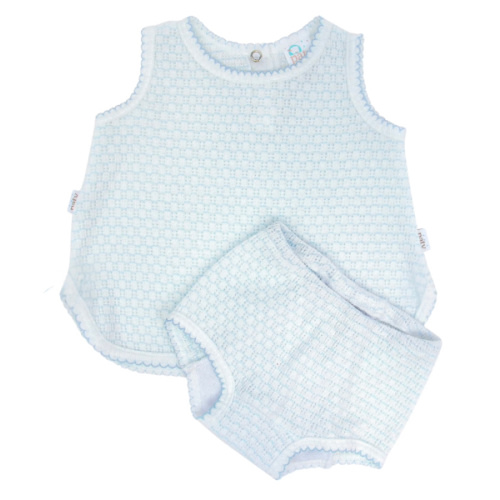 Paty Knit Pinstripe Diaper Set - Blue