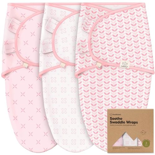 3-Pack Organic Baby Swaddle Sleep Sacks - Swaddles for Newborns, Infant 0-3 Months, Baby Girls, Boys, Soft & Snug Newborn Sleep Sack, Nursery Swaddling Blankets (Blossom)