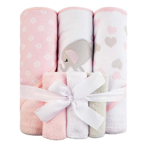 Baby Towels and Baby Wash Cloths Set Hooded Towels Wipes Absorbent Bath Face Towels Burp Cloths or Face Towels for Girl Boy 6-Pack
