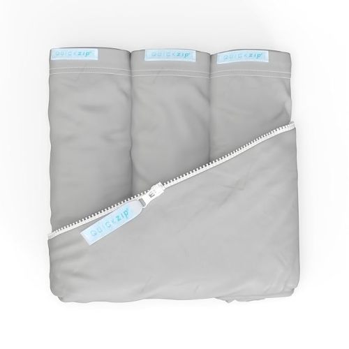 QuickZip Crib Sheet Set - Faster, Safer, Easier Baby Crib Sheets - Includes White Wraparound Base & 3 Zip-On Crib Sheets – White 100% Cotton - Fits All Standard Crib Mattresses