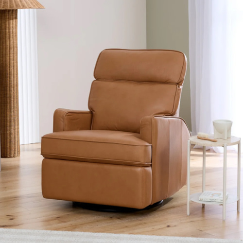 Leo Electric Recliner Glider Chair with USB in Tan Leather | IL Tutto | iL Tutto