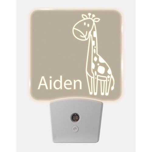 Personalized Night Lights Plug into Wall for Kids Bedroom with Auto On/Off Sensor Soft White LED Nightlight for Baby Nursery Decor Customized Gifts for Boys and Girls - Giraffe