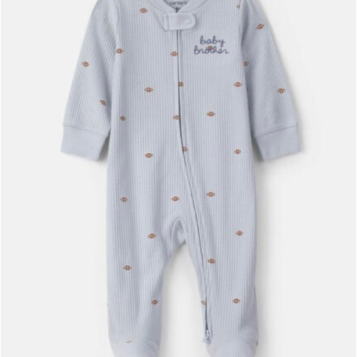 Baby Boy Baby Brother' Cotton 2-Way Zip Sleep & Play Pajamas - Blue | Carter's