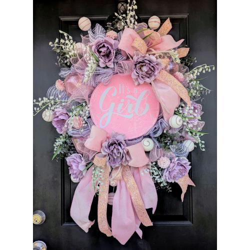 Handmade It's a Girl or It's a Boy Wreath, Baby Shower Door Hanger, Hospital Decor