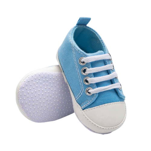 Zwiiyzr Newborn Infant Baby Canvas Anti-slip Soft Shoes Boys Girls Sandals Solid Color, Sky Blue, 0-3 Months